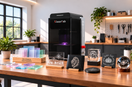 Xlaserlab desktop laser engraver with engraved gifts and colorful transparent material samples
