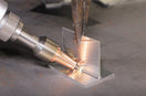 Laser welding demonstration on a 2 small metal pieces