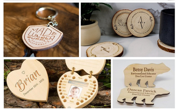 Laser engraved wood samples