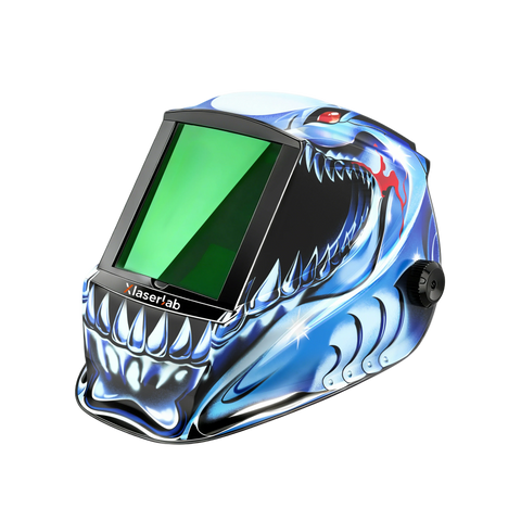 XLaserlab blue shark laser welding helmet with OD8 green viewing lens
