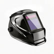 Black auto-darkening welding helmet with clear visor for metalwork safety