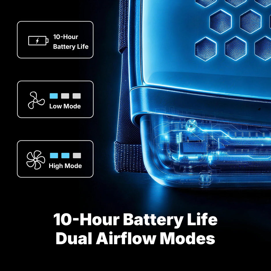 Portable laser tool with 10-hour battery life and dual airflow modes for professional use