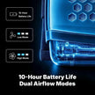 Portable laser tool with 10-hour battery life and dual airflow modes for professional use