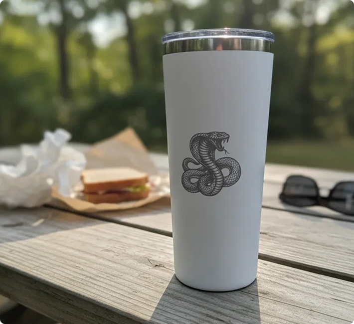 Engraving animals on stainless steel cups