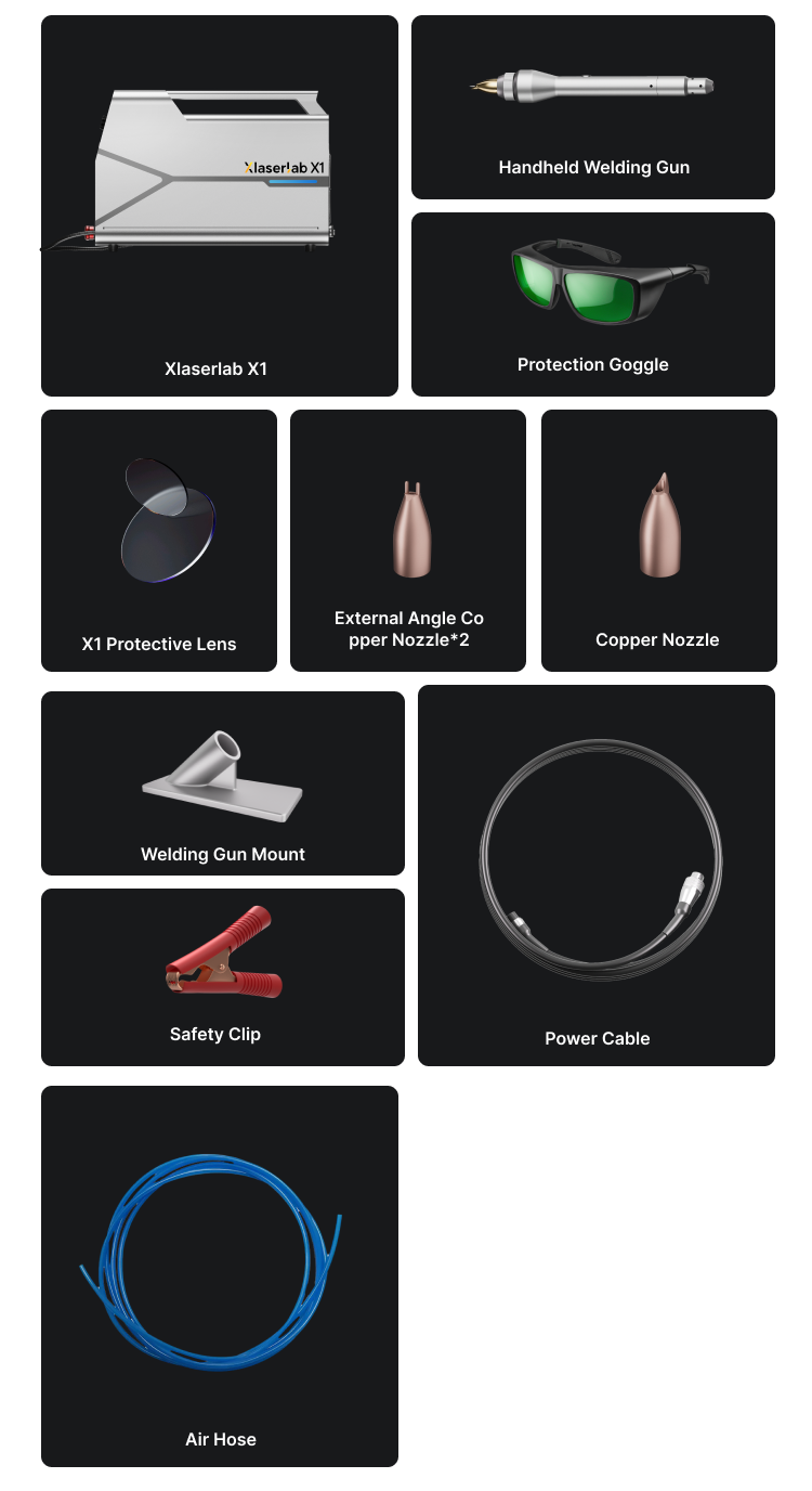 Function points of the xlaserlab x1 pro laser welder, mobile