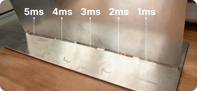 Welding effect drawing of 1-5 ms