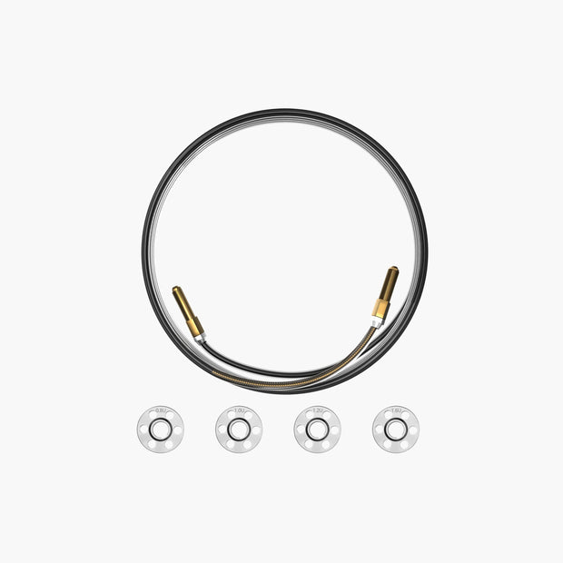 Laser welding machine cable with gold connectors and four U-size nozzles for precision metal work