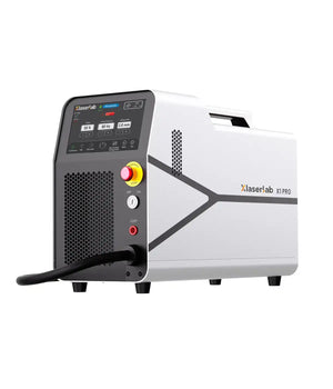 Xlaserlab X1 PRO laser cleaning machine with control panel and emergency stop button