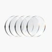 Clear circular lenses with reflective edges, ideal for laser equipment