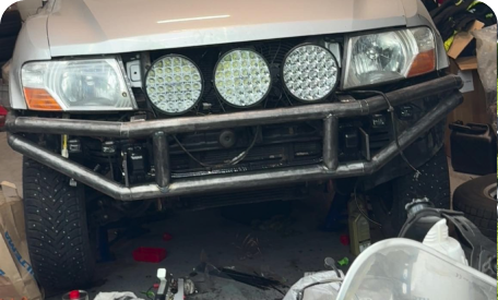 Finished custom off-road bumper installed on a truck by Mats Amundsen.