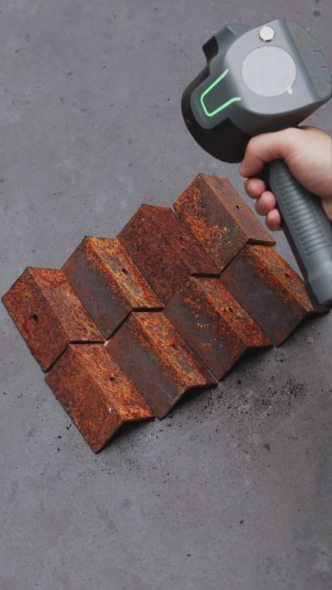 Laser cleaning of multiple metal blocks