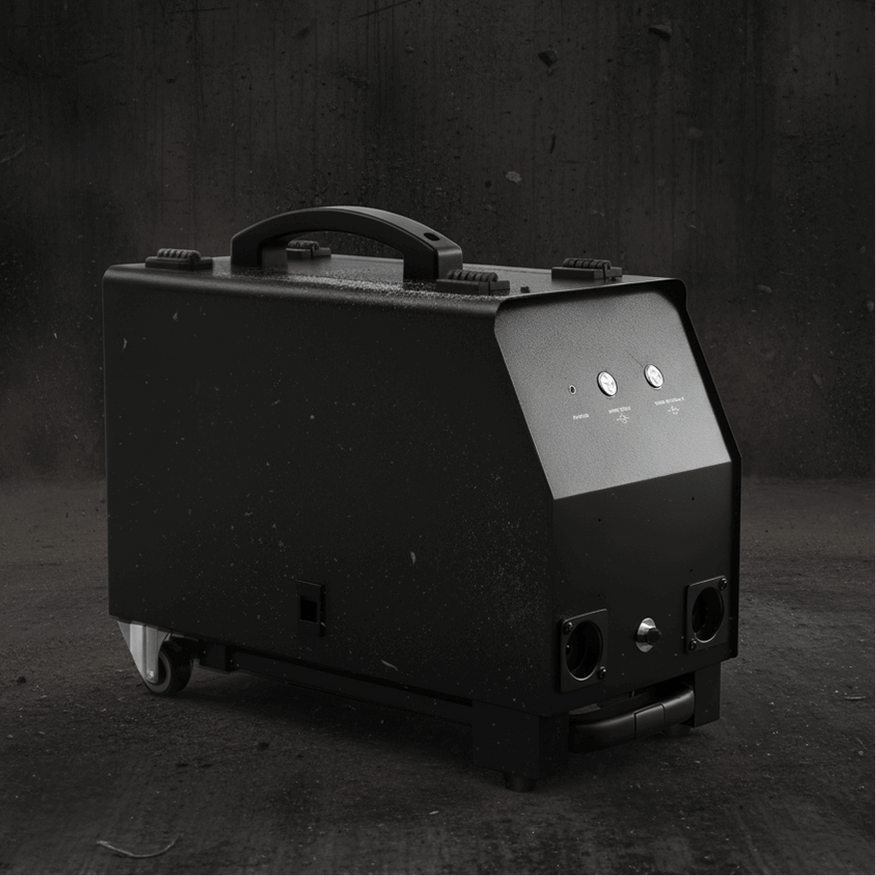 Wire feeder with dustproof enclosure on workshop floor